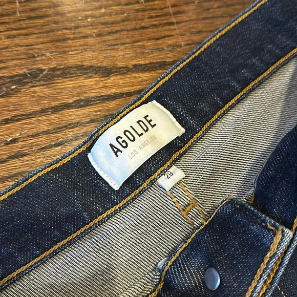 AGOLDE Pinch Skinny High Waist in Dark Blue Denin with frayed hem size 29 - Picture 2 of 7